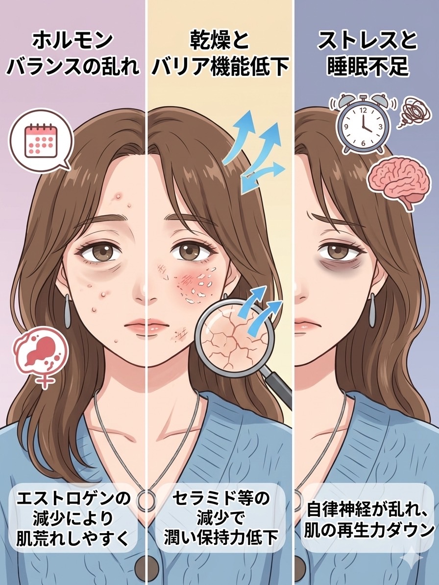 40代の肌荒れの主な原因