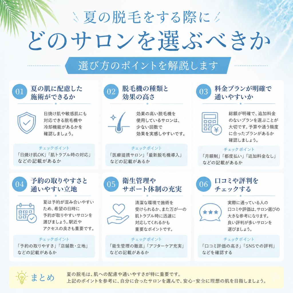 脱毛サロン選びのポイント